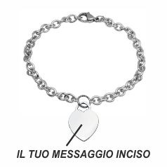Steel bracelet with a heart-shaped dog tag 24236-28129