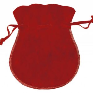 Red double velvet pouch with drawstring for small items such as bracelets, earrings, key rings