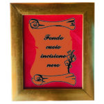 Wooden frame with engraved leatherette plaque