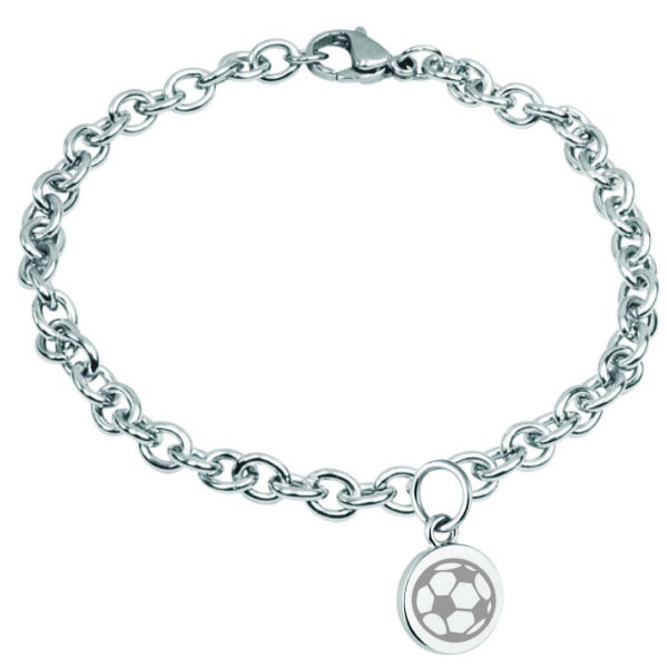 Bracelet with round pendant 15mm diameter female football logo engraving 7