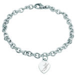 Steel bracelet with heart or pendant engraved women’s football
