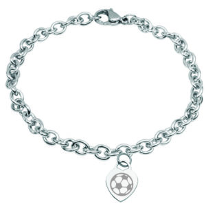 Steel bracelet with heart or pendant engraved women’s football