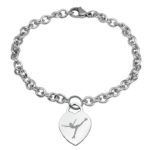 Figure skating bracelet with engraved heart or round pendant