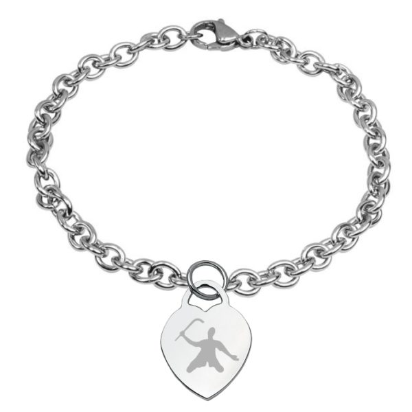 bracelet with heart engraved hockey rink logo 3 player