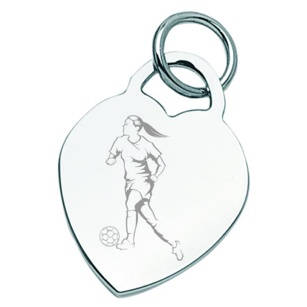 engraved heart pendant women's soccer logo 2 with ring