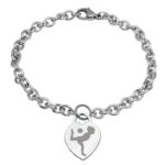 Rhythmic and artistic gymnastics bracelet with engraved heart pendant
