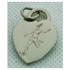 colgante de corazón de acero, grabado láser, pulseras, gargantillas, fútbol femenino, rosa, deportes, complementos