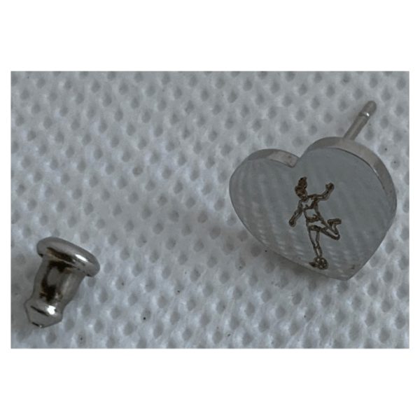 women's football engraved heart earring-3