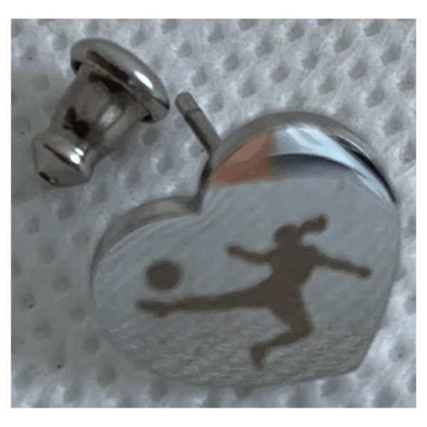 women's football engraved heart earring-4