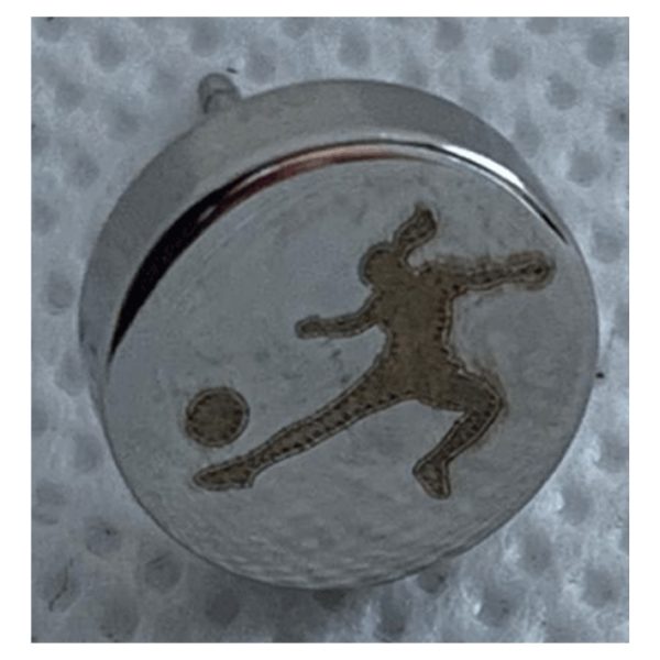 engraved female soccer steel earring 1