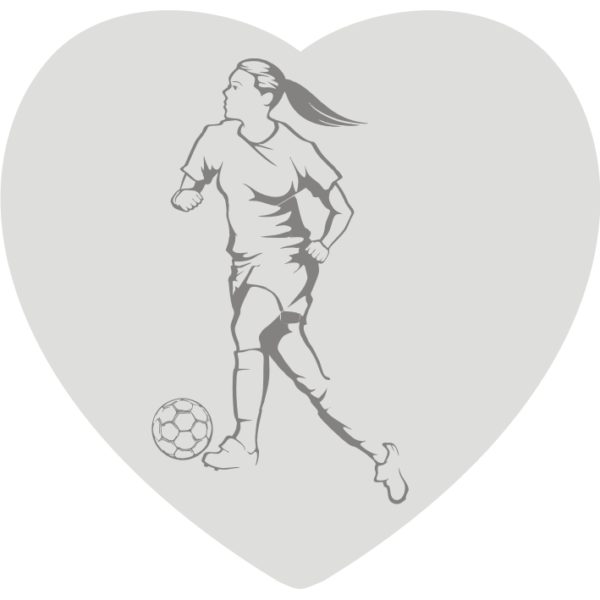 pendiente de corazón de acero de fútbol femenino grabado logo 2
