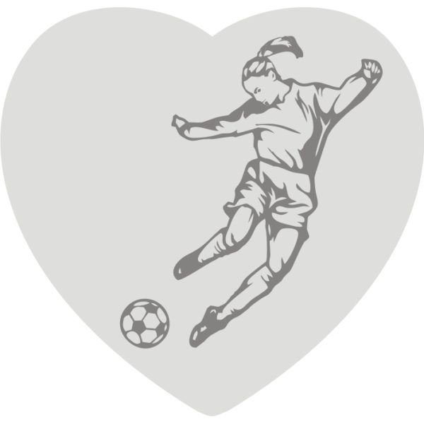 female soccer steel heart earring engraved logo 3