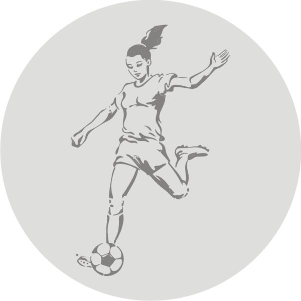 female soccer logo engraved steel earring 1
