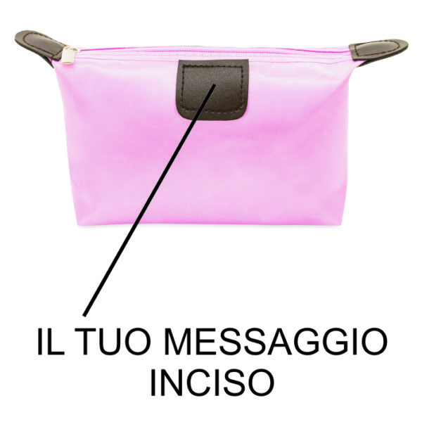 pink clutch bag with coordinated colored zip closure, PU details at the end of the zip and on the front