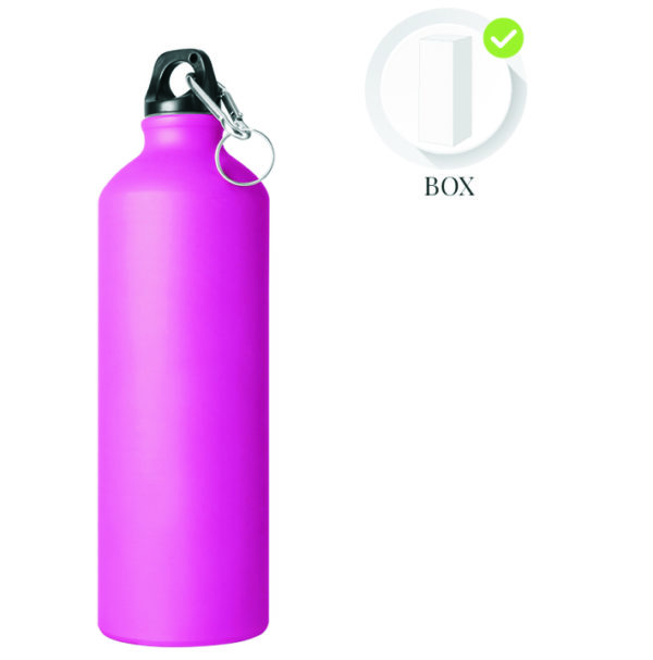 bottle in satin fuchsia aluminum with screw cap 750 cl to be engraved with box