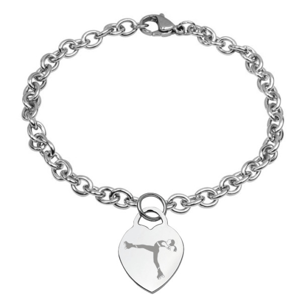 bracelet with heart engraving female figure skating