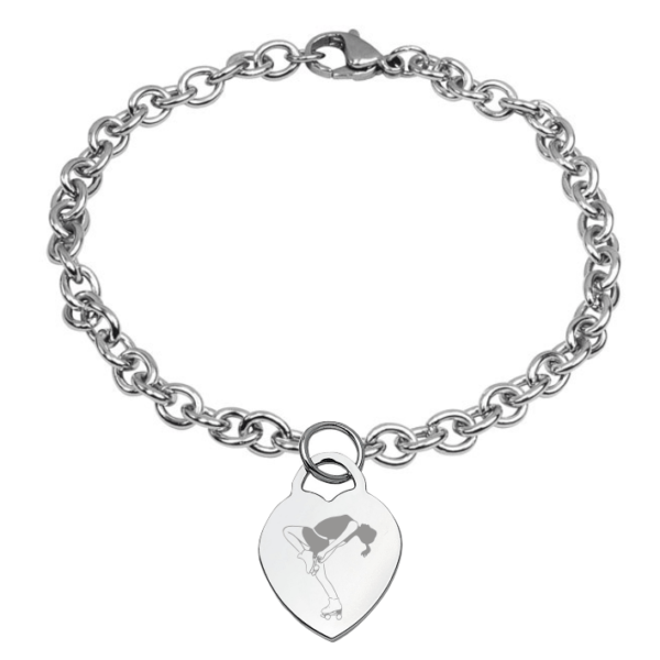 bracelet with heart engraving female figure skating