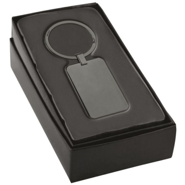 rectangular black chrome keychain packaging