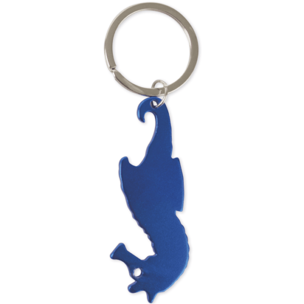 metallic aluminum keyring seahorse shape blue color to be engraved