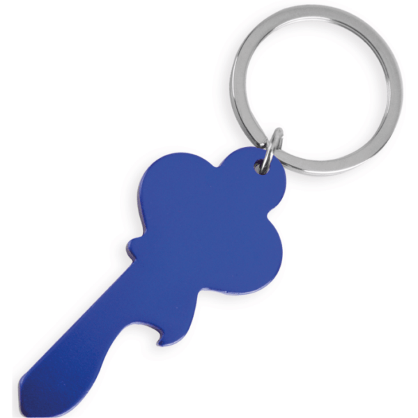 keychain metallic aluminum key shape blue color to be engraved
