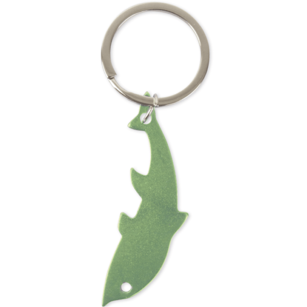 aluminum keyring dolphin shape green color to be engraved