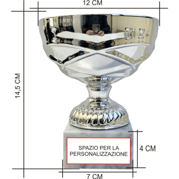 Sports cup with white marble base and metal cup