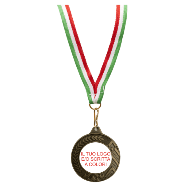 Medalla de hierro diámetro 40mm color BRONCE con cinta tricolor