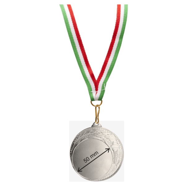 Silver medal diameter 70 mm in front of insert diameter 50 mm